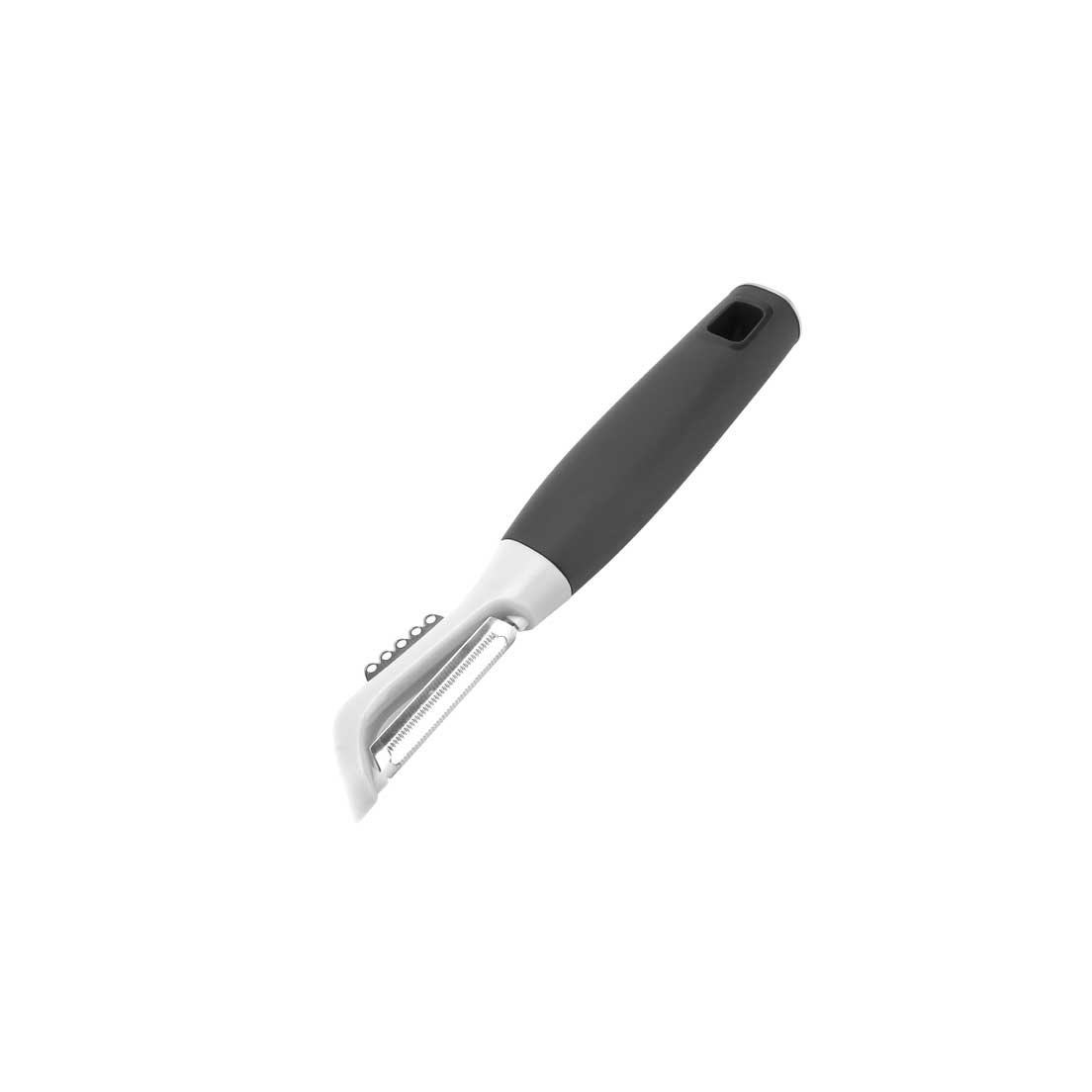 Kartoffelschäler Cool Grey mit Zester und Soft-Touch-Griff