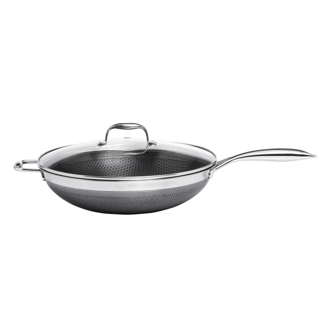 Wokpfanne Cooking Pro Hive, 34 cm, Edelstahl, Antihaftbeschichtung, mit Deckel