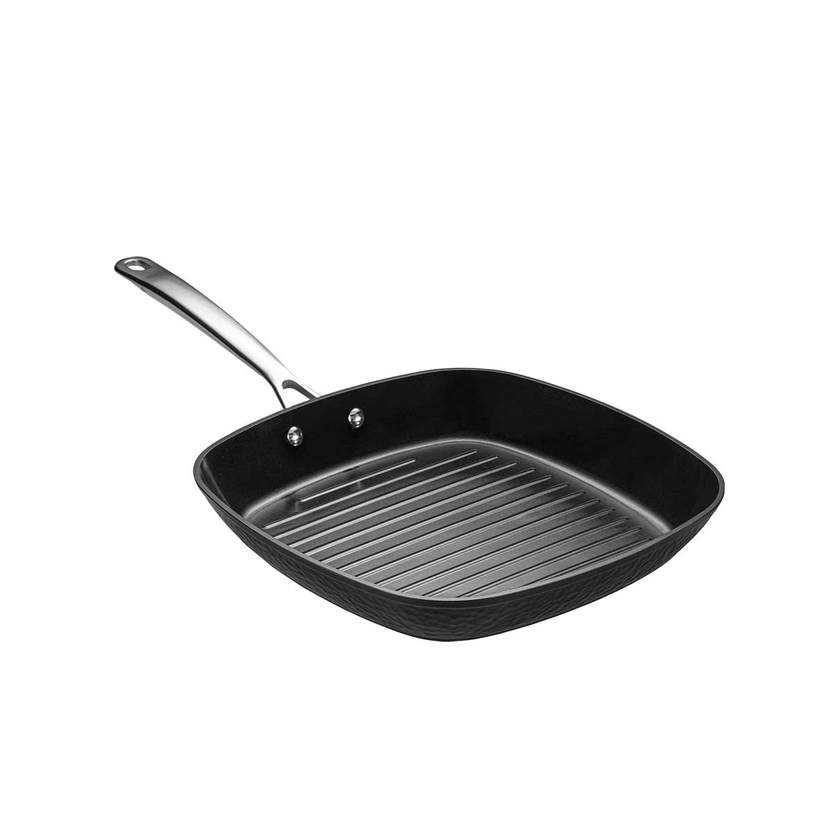 Grillplatte Gourmet, 28 cm, geschmiedetes Aluminium, Keramik-Antihaftbeschichtung, induktionsgeeignet, Schwarz