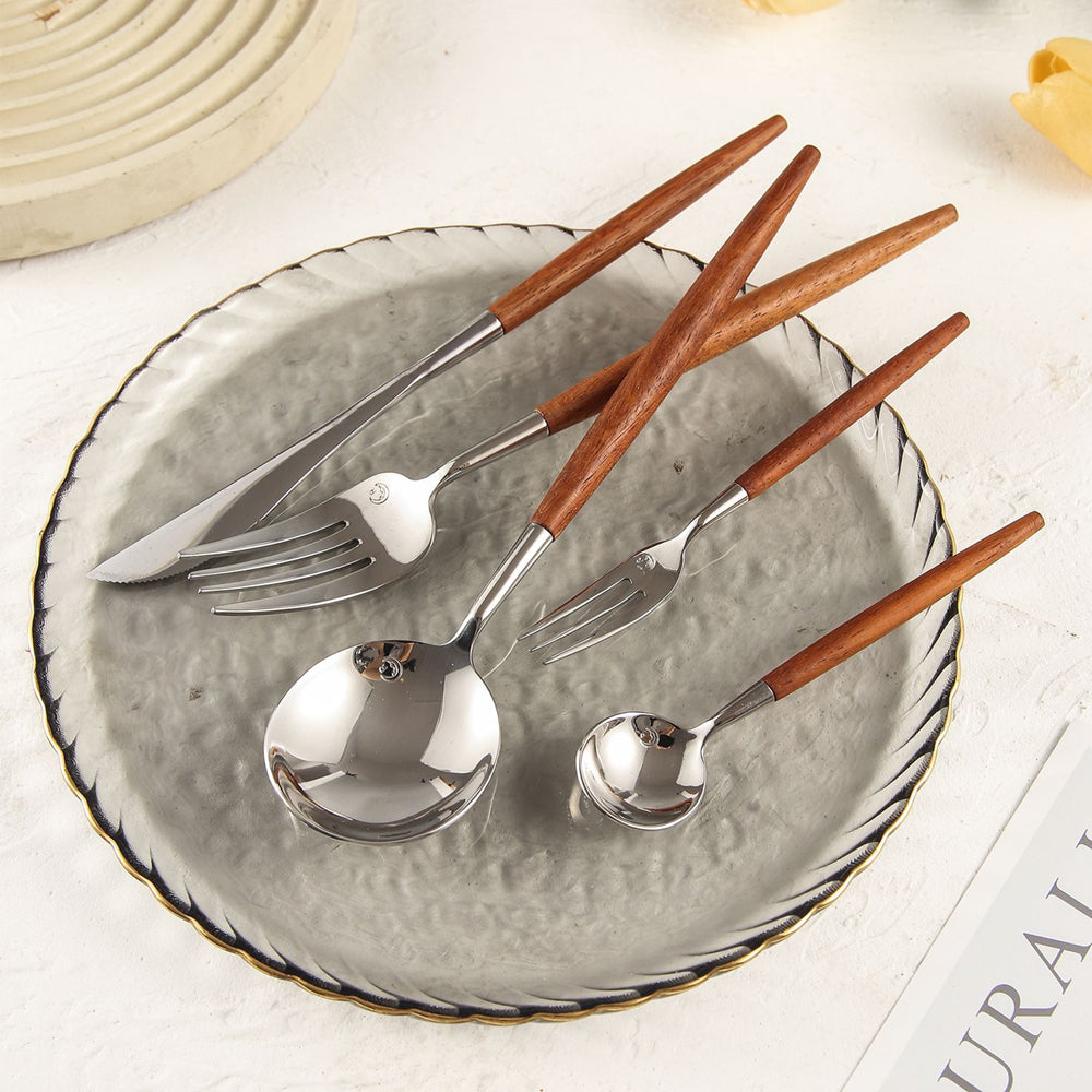 Luxus-Besteckset aus Dalbergia (Rosenholz) und Edelstahl 18/10