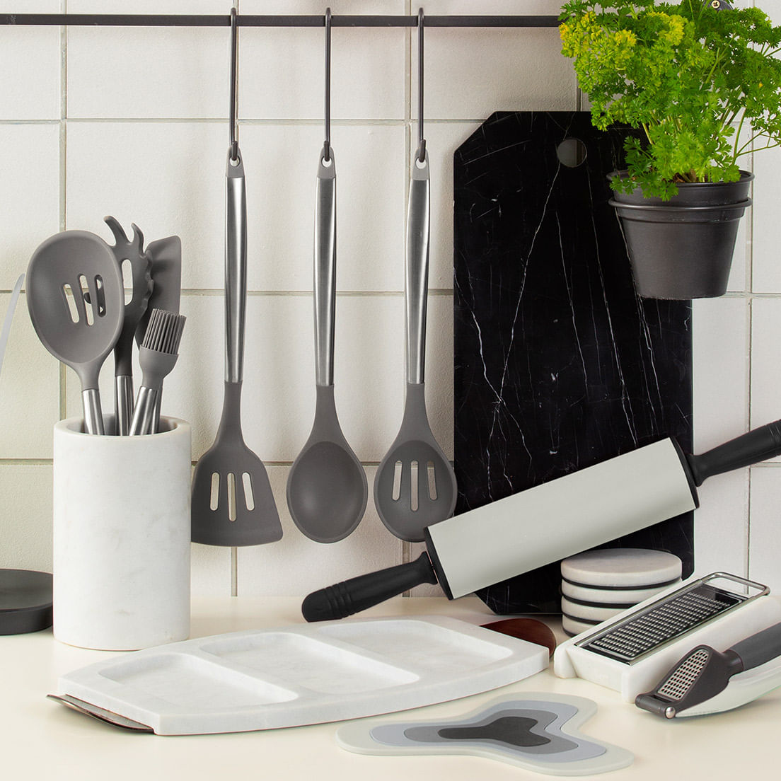 Antihaft-Silikon-Nudelholz 46 cm in Cool Grey