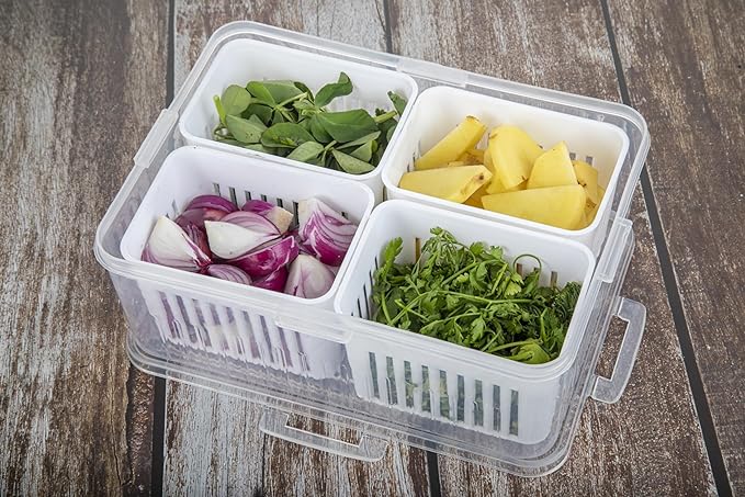 Kühlschrank-Organizer-Box mit Trennfächern für frische Lebensmittel